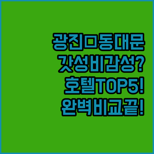 서울 광진구 동대문구 호텔 추천 TOP 5 가성비 감성 숙소 위치 조식 주차 정보 비교