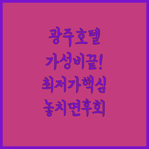 광주 첨단 호텔 가성비부터 프리미엄까지 5곳 비교 가격 위치 후기