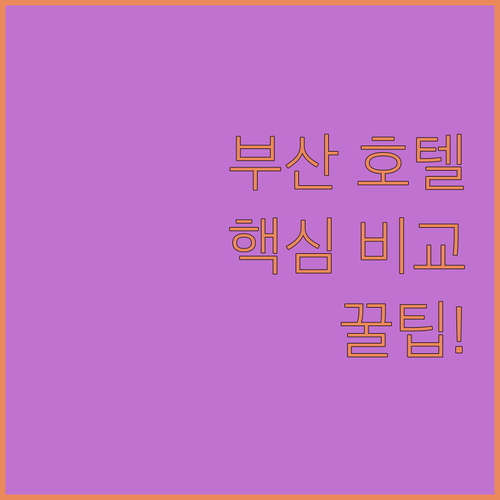 부산 문현 서면 호텔 추천 TOP 5 가격 시설 후기 비교 분석