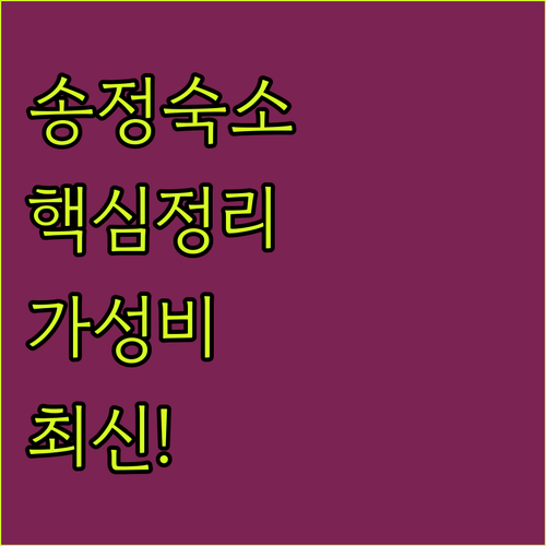 송정해수욕장 주변 숙소 추천 5곳 프리미엄 가성비 분석 후기