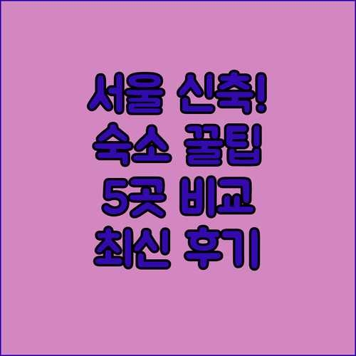 서울 여행 숙소 추천 5곳 신축 호텔 아파트형 객실 후기 분석